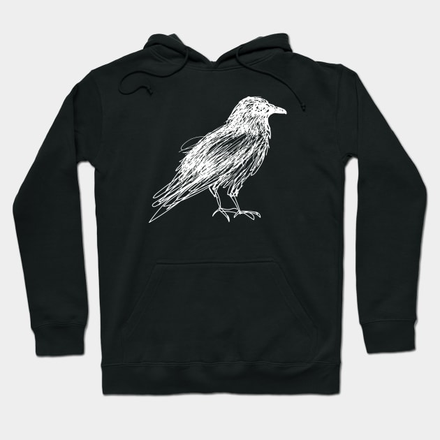 Crow (white) Hoodie by extrahotchaos